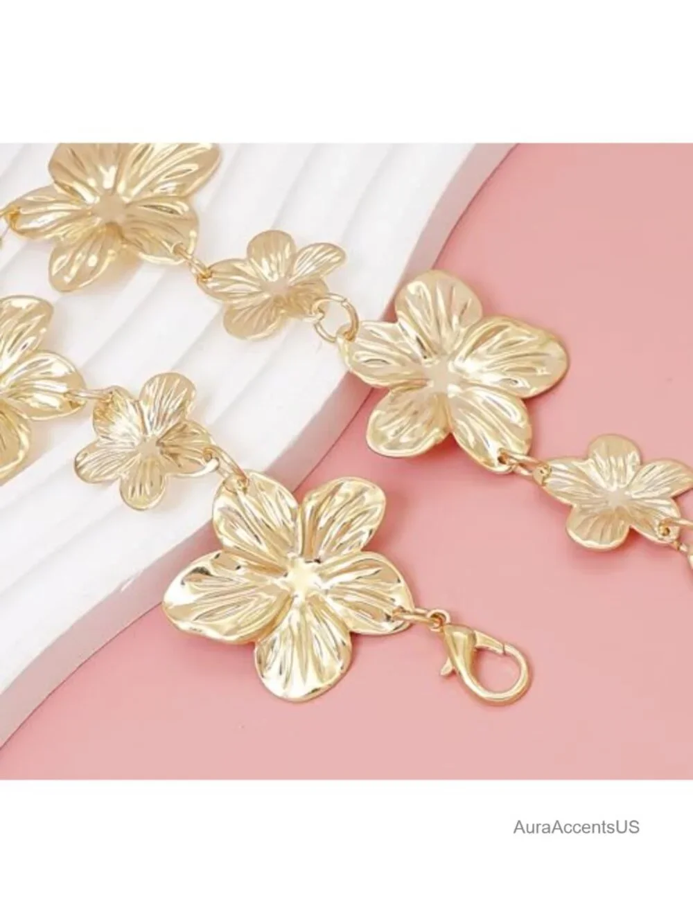 Metal Flower Chain Belt Women's Waist Body Chain for Dresses